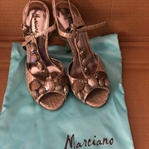 Silver Jeweled Marciano heels size 6